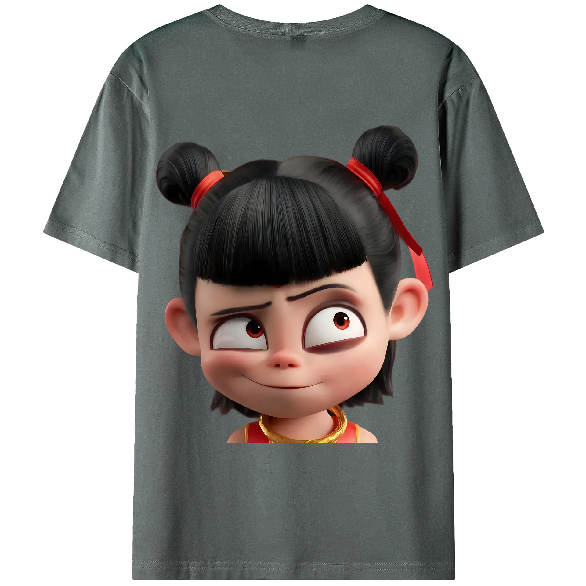 （画像用） Ne Zha 2 ナタ 魔童の大暴れ 綿100％ メンズ半袖Tシャツ（バックプリント） 通気性